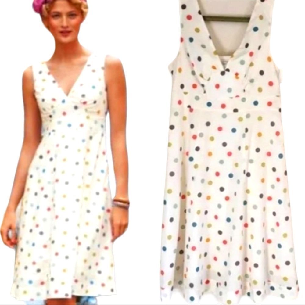 Garnet Hill multi color polka-dot fit and flare dress sz 6